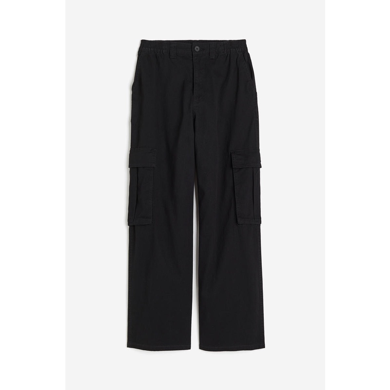 H&M - Twill cargo trousers - Black Dark