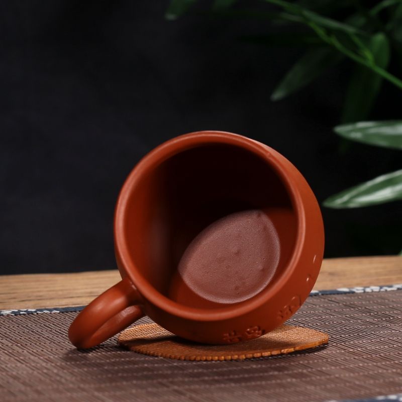 Chinese style purple clay cup, red clay tea cup, a中式紫砂杯朱泥茶杯防烫手柄品茗杯家用办公 ...