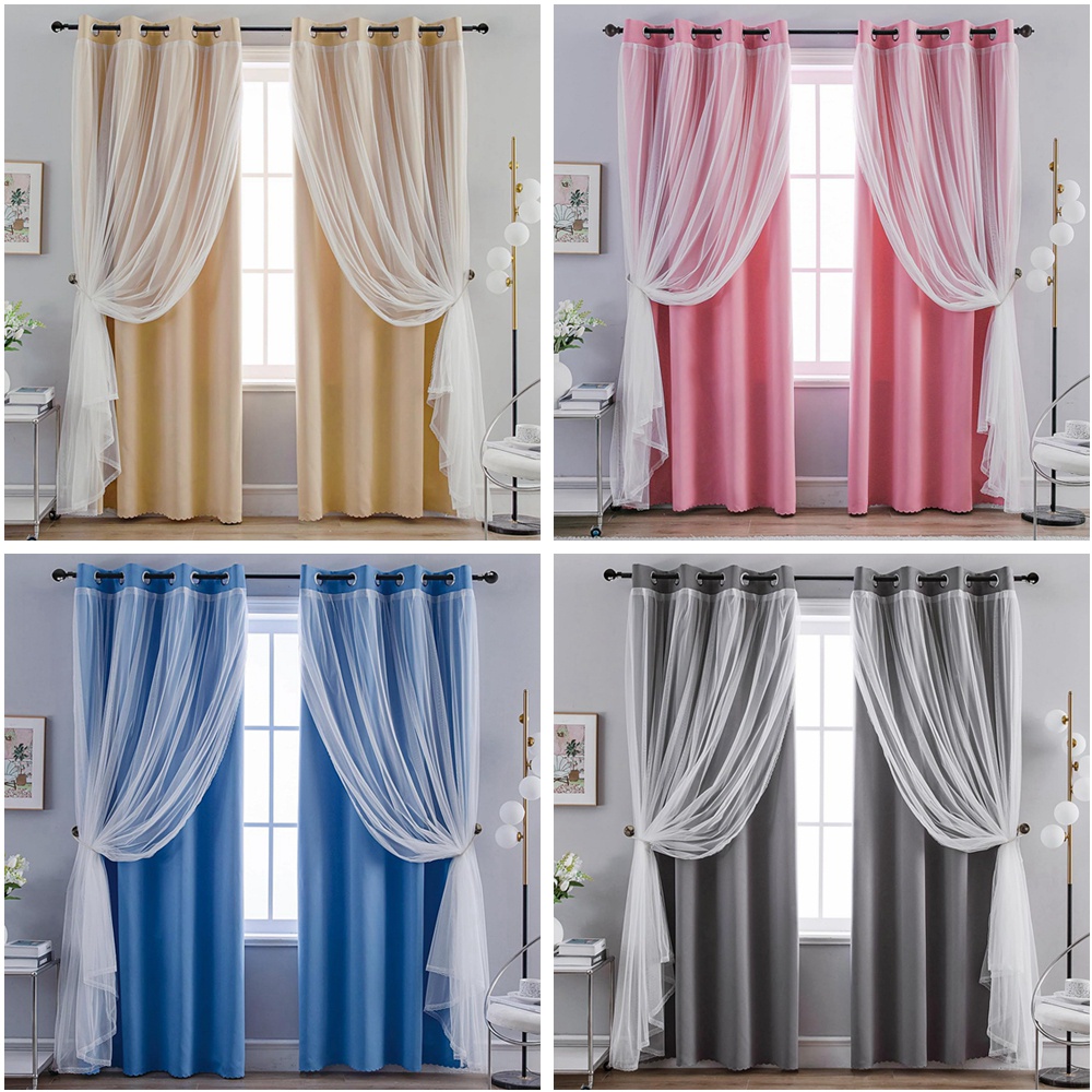 Modern Double Layer Blackout Curtain Two Layers Of Yarn and Cloth ...
