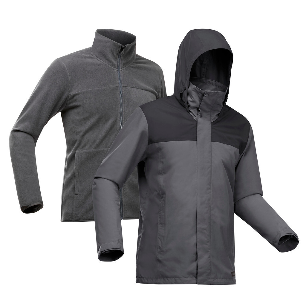 Decathlon Hiking Men s 3 in 1 Waterproof Travel Trekking Jacket Travel 100 0 C Forclaz Shopee Malaysia