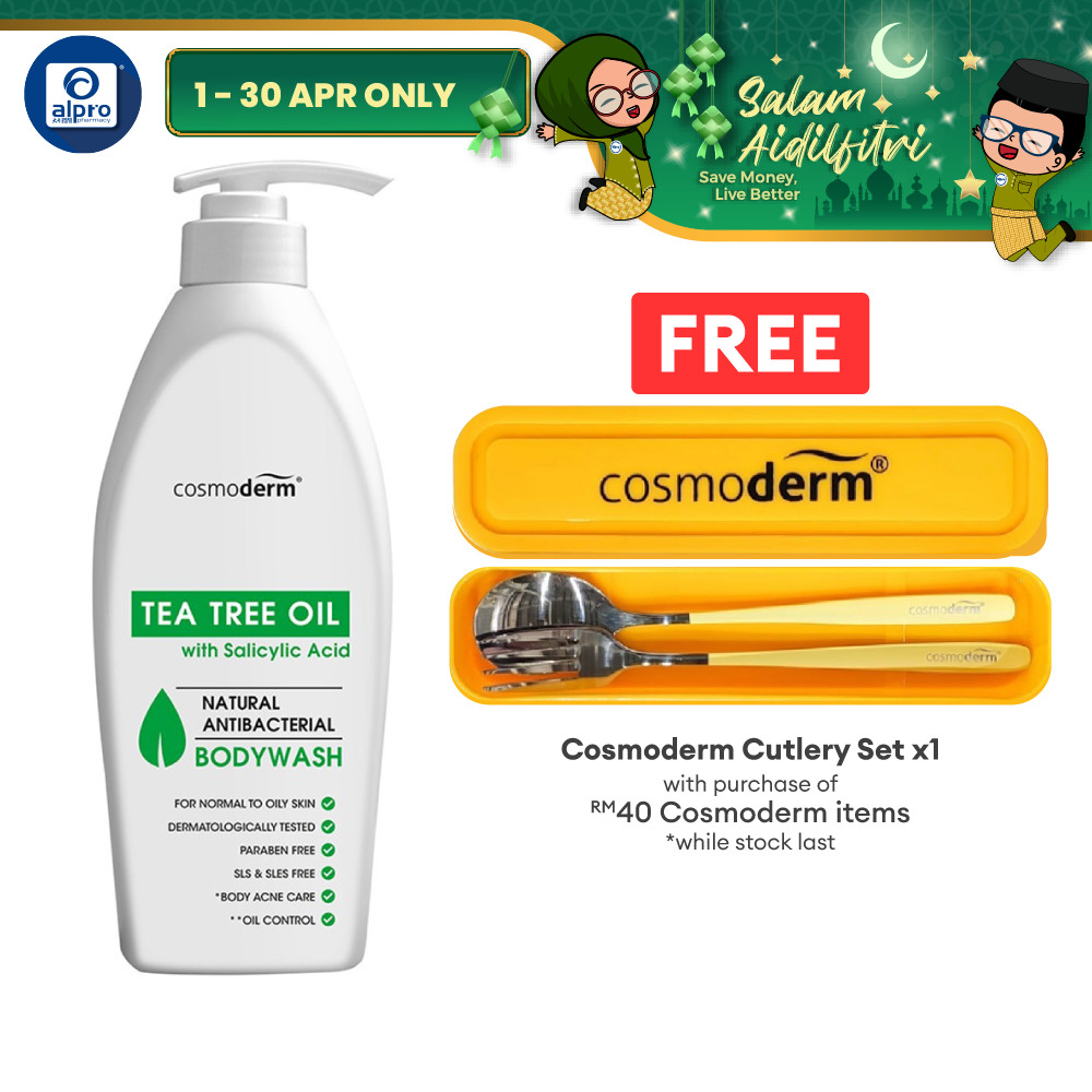 Cosmoderm Tea Tree Oil Shower Gel (500ml) [Exp. Date 11/2025] Shopee