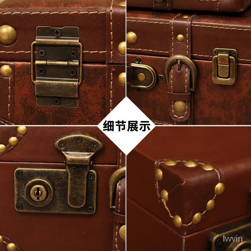 ST-⛵Vintage Leather Suitcase Republic of China Leather Storage Box ...