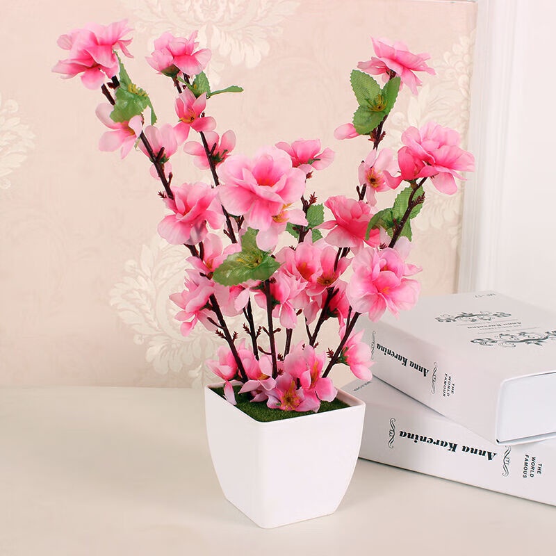 Emulational Peach Tree Fake Trees Potted Living Room Mall Decorative