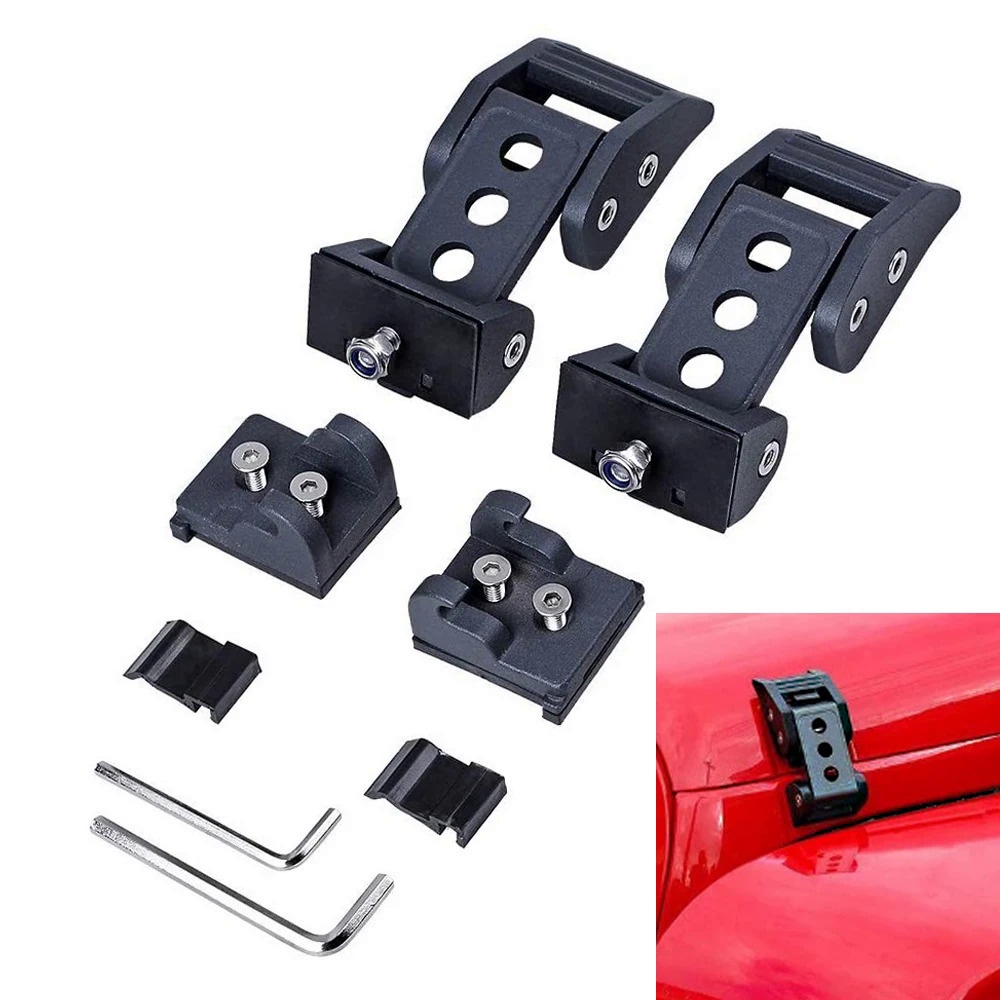 SHINEKA Hood Catch Lock Latch Buckle Brackets For Jeep Wrangler JK JL Gladiator JT 2007-2017 – 2pc Set Black
