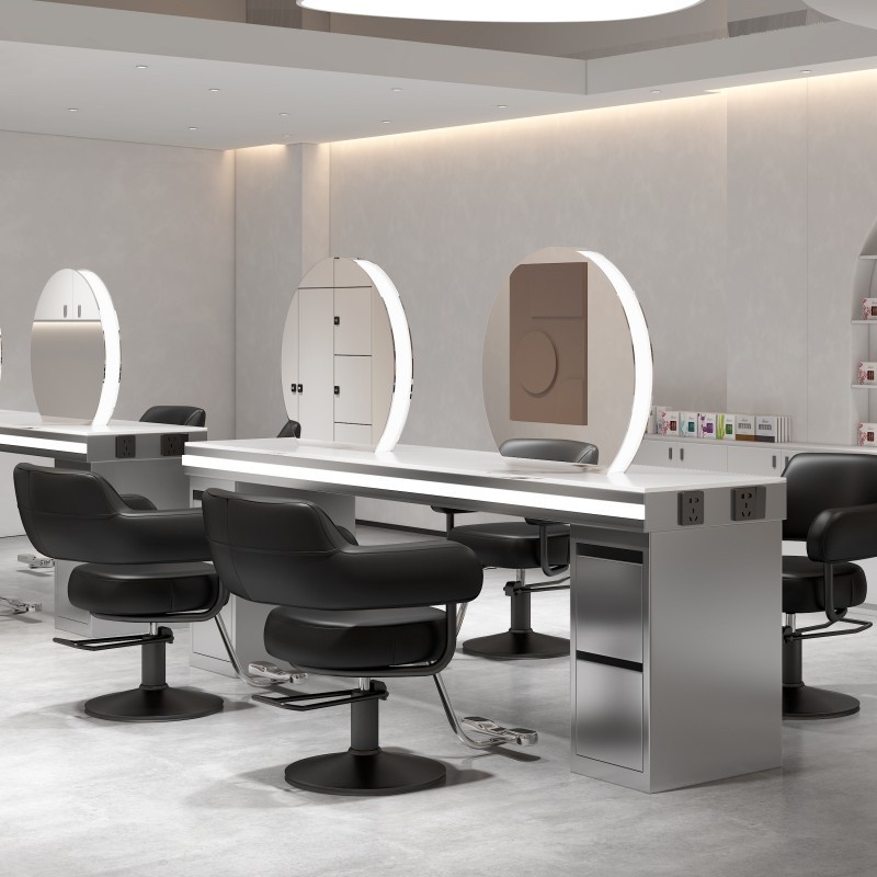 HY HighEnd Barber Shop Dressing Table for Hair Salon DoubleSided