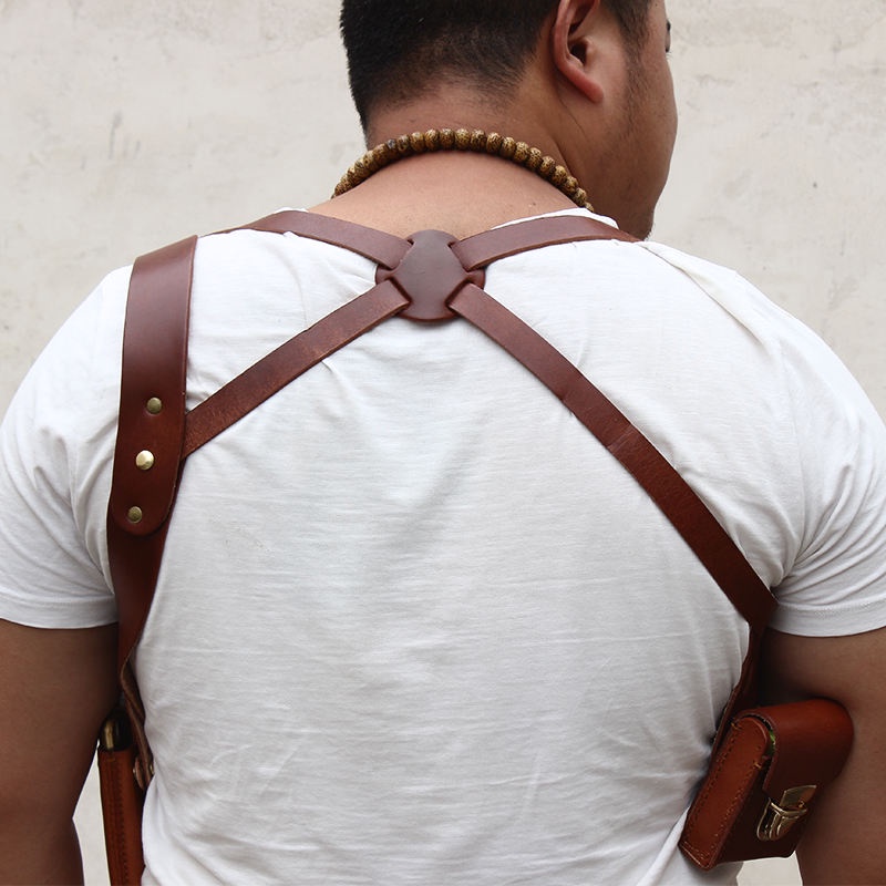 Multifunctional Underarm Strap Pure Cowhide 1911/92 Type Holster Mobile Phone Bag Cigarette Case