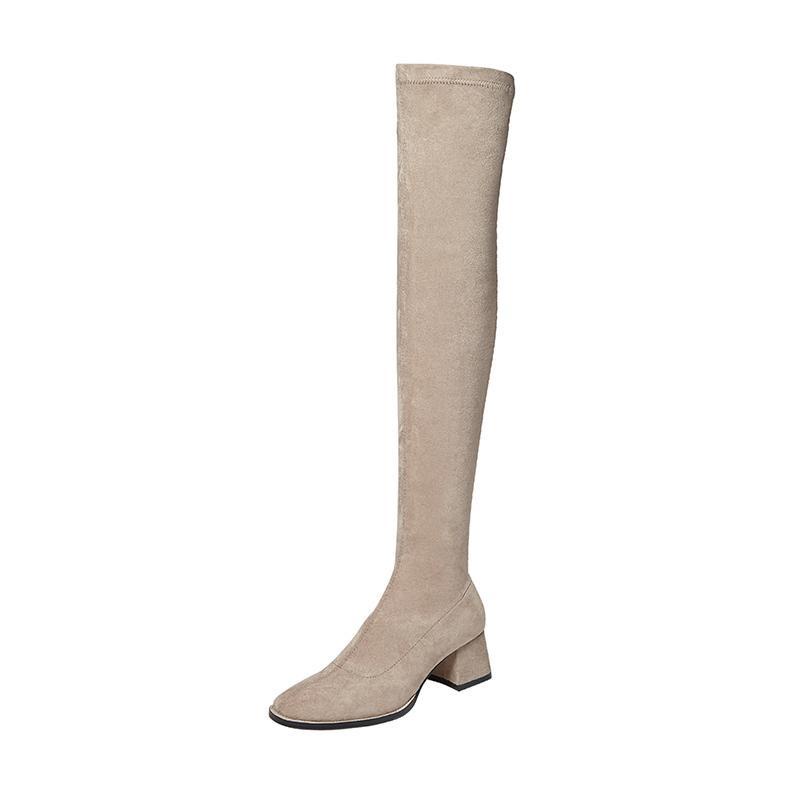 Chunky Heel High-top Women's Boots Elastic Boots Over-the-Knee Boots ...