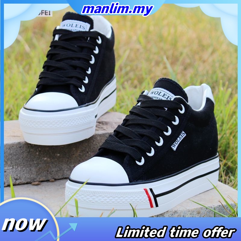 Kasut Perempuan Sneakers Spring And Autumn Inner Heightening Canvas Shoes Female Korean Version 4395