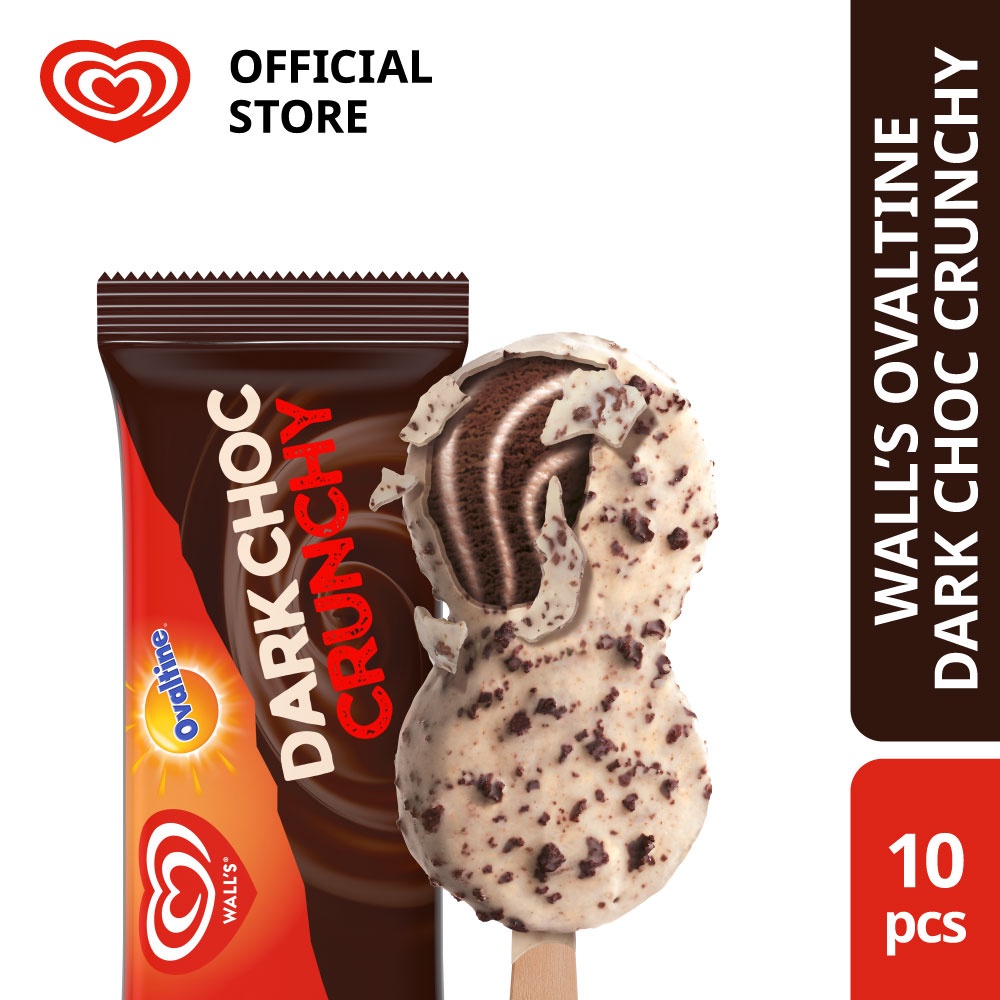 Wall's Ovaltine Dark Chocolate Crunchy Pop Bundle Ice Creams (10 Pieces