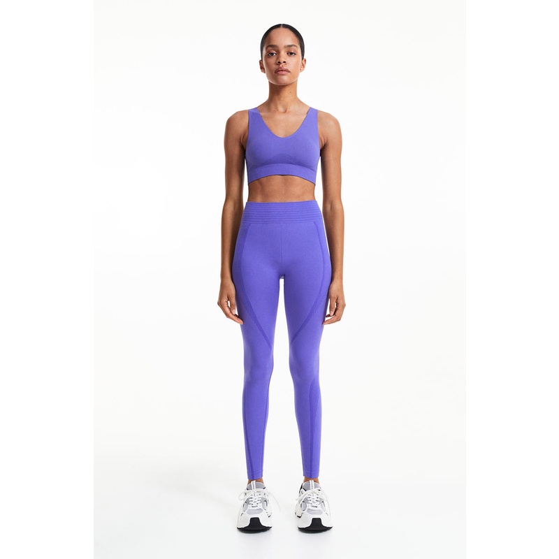 H&M DryMove™ Seamless Shaping Sports Tights - Lilac Purple Medium