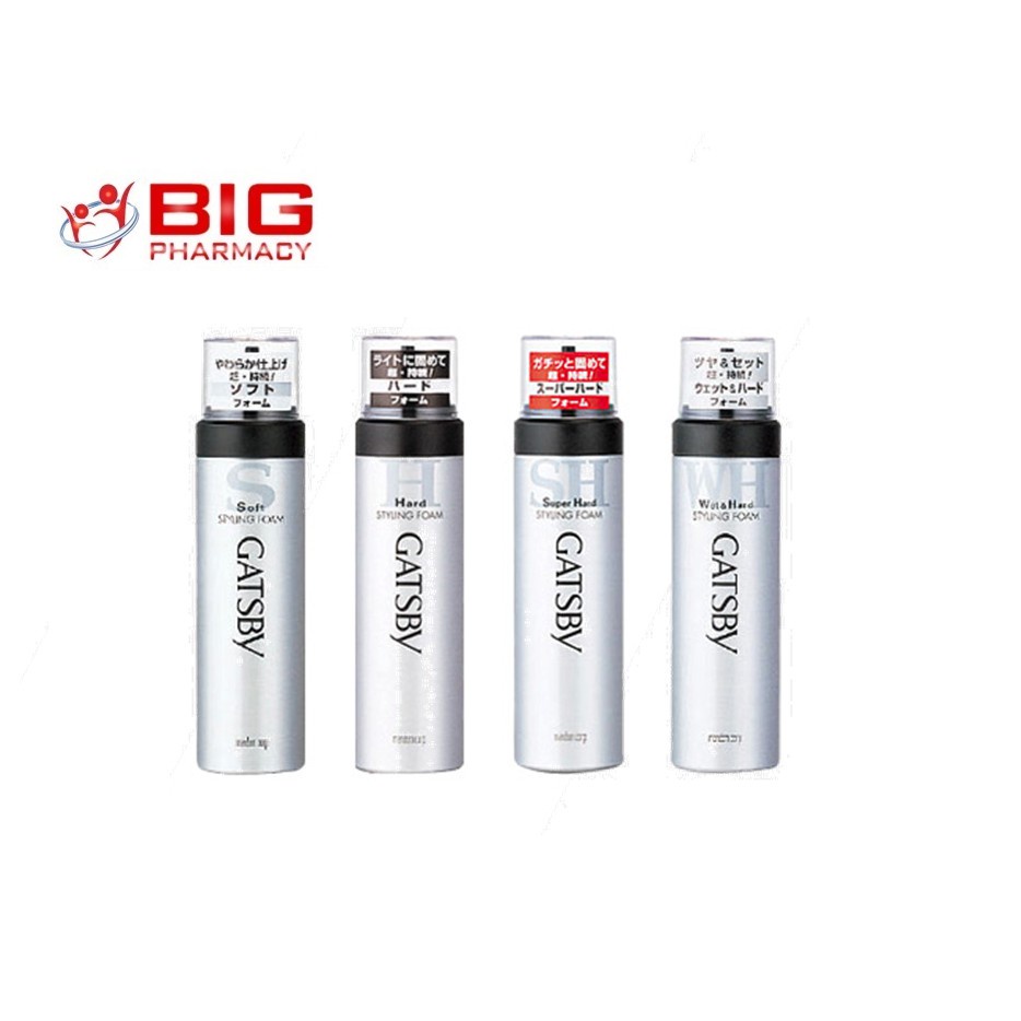 Gatsby Styling Foam (Hard/ Soft/ Super Hard/ Wet & Hard)185g Shopee