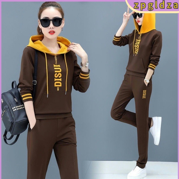 2 Pcs/Set Korean Fashion Casual Women's Long Sleeve Hoodie Set