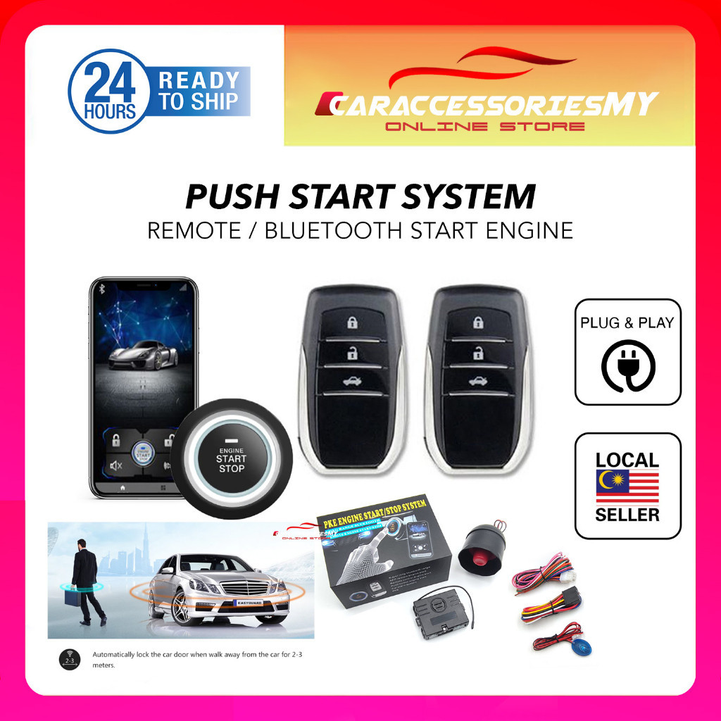 PKE Keyless Entry Car engine Remote Start Stop & Push Button Start ...