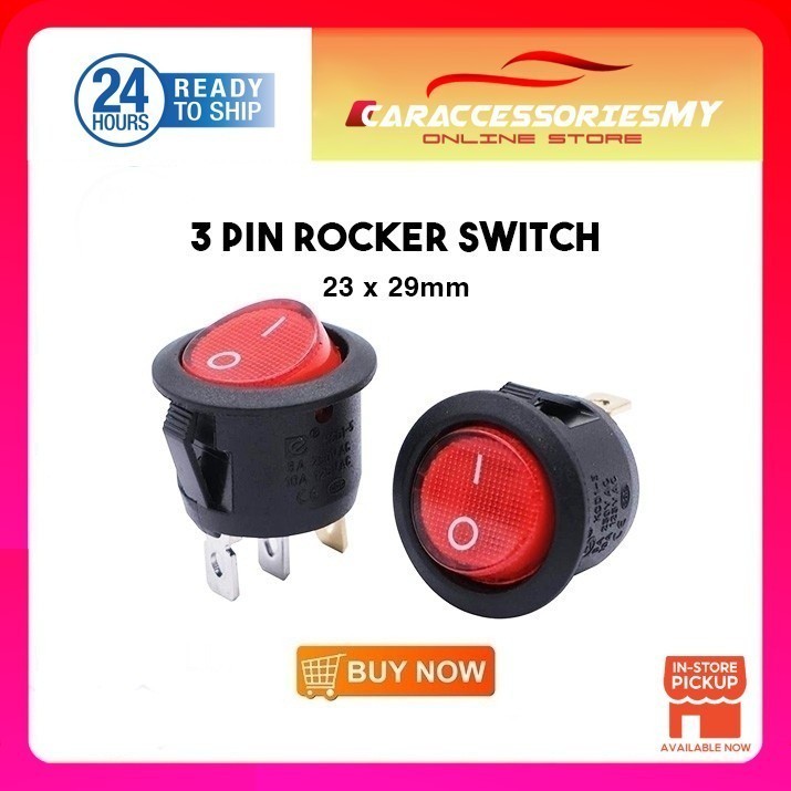 3 Pin Round Rocker Switch AC 12V SPST / SPDT On-Off-On / On-Off Car ...
