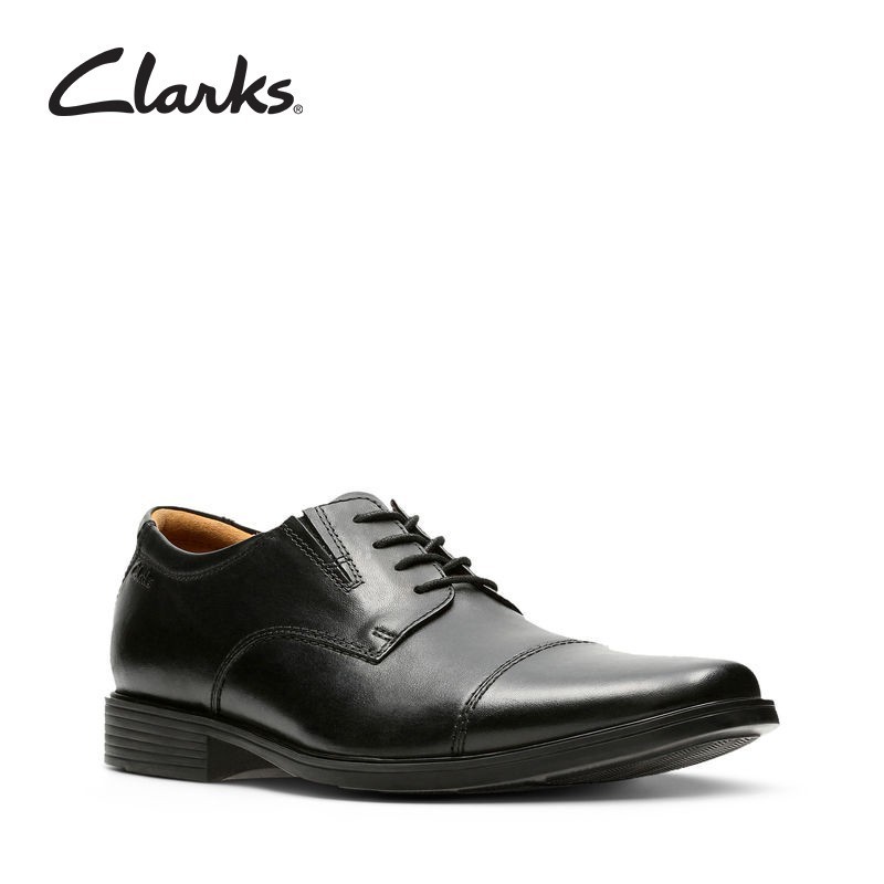 CLARKS Men s Formal Tilden Cap Black Leather Shopee Malaysia