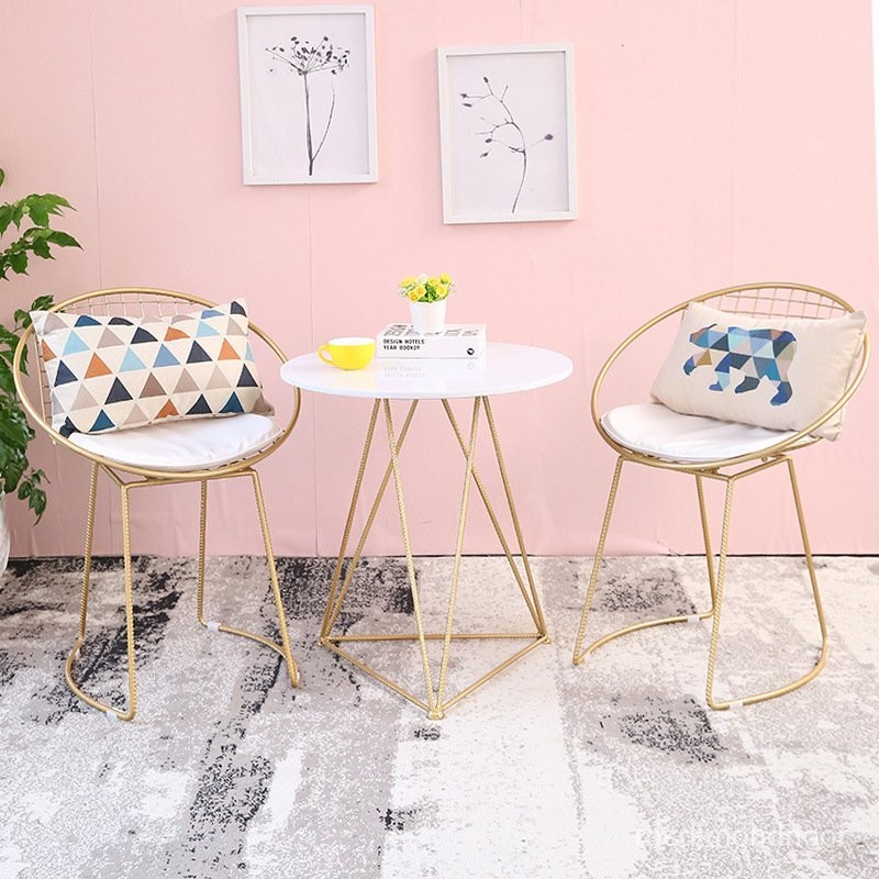 HY-6/Nordic Simple Dining Chair Combination Iron Armchair Milk Tea Shop ...