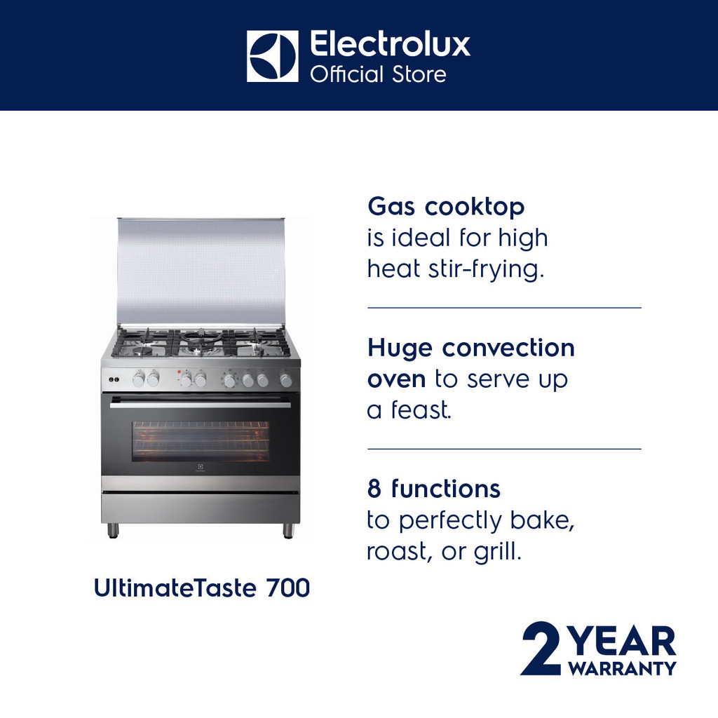 Electrolux 90cm FreeStanding Gas Cooker with Electric Oven EKM9689X