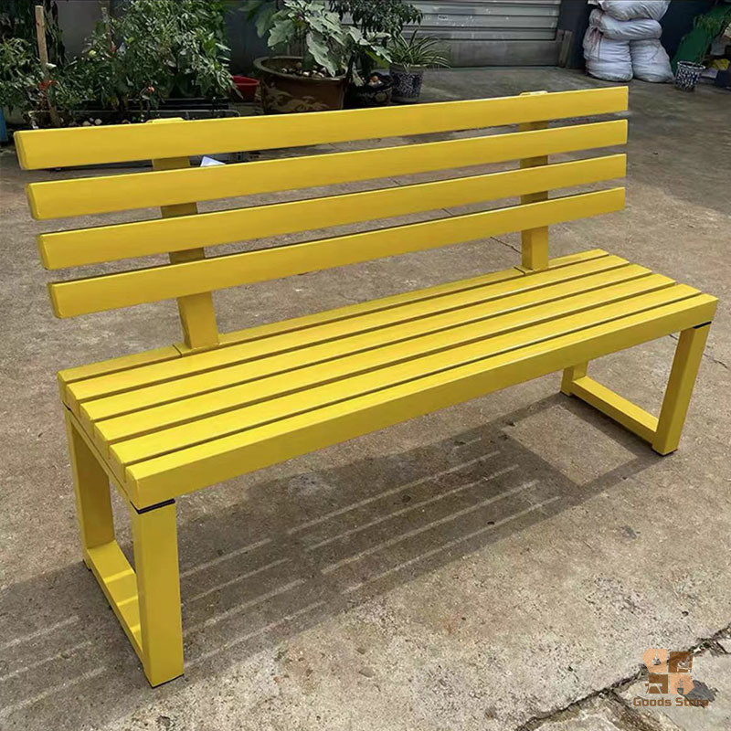 Outdoor bench courtyard iron long bench garden backrest bench balcony ...