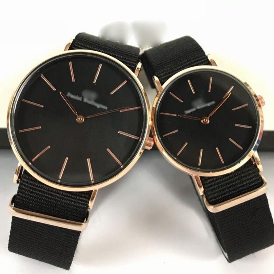 JAM TANGAN DWWD. NYLON STRAP COUPLE&SINGLE TALI KAIN BLACK ROSE