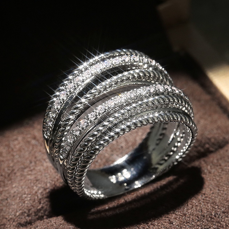 LALA.Exquisite Micro-Inlaid Zircon Ring Unique Female Cross Accessories ...
