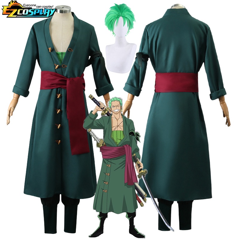 Anime Cosplay One piece Roronoa Zoro Halloween Costume Uniform Suit Outfit  Cloak