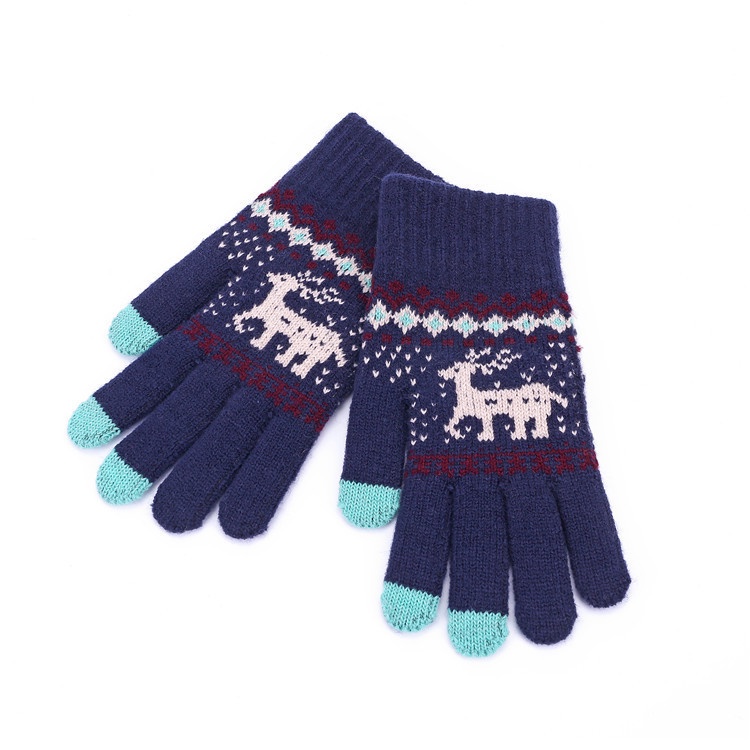 KY@ Winter Men's and Women's Fashion Deer Pattern Knitted Gloves Fleece ...