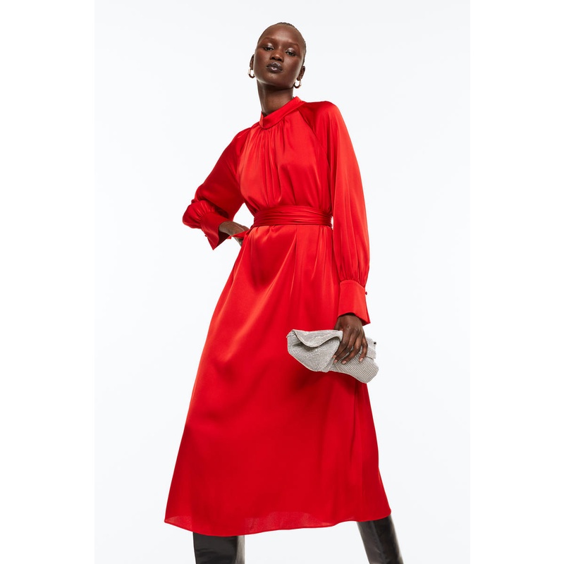 Bright red clearance satin dress