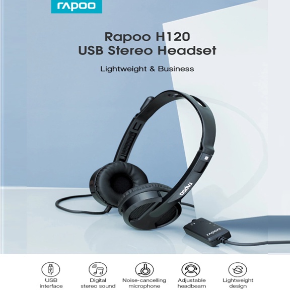 RAPOO H120 USB Stereo Headset With Mic Noise Reduction Support