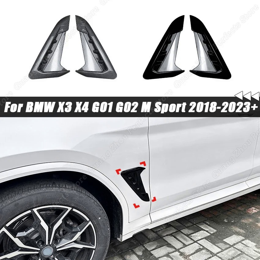 Front Bumper Vent Trim Fits For BMW X3 G01 M40i Sport 2018-2020 ABS Side Air Fender Cover Trim Scoop Winglet Apron Fin Front Splitter