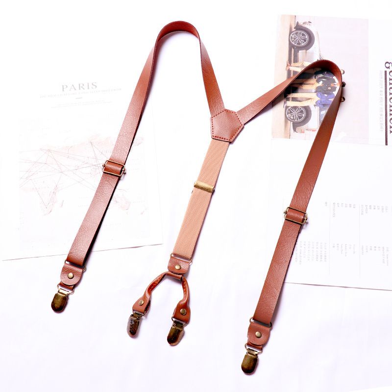[Ready Stock] Retro PU Leather Strap Four Clips Strong Antislip