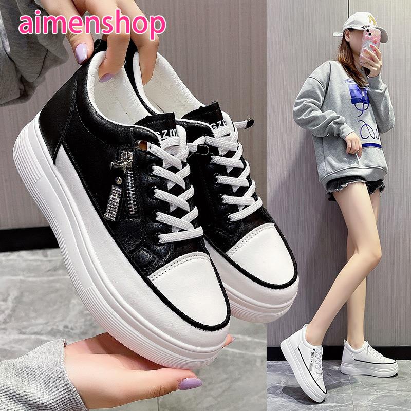 Thick Soled Inner Heightening Womens Shoes White Shoes Women Flat Soled Sports Casual Shoes 8712