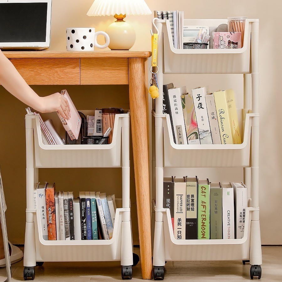 ST-ΨHousehold Floor Trolley Rack Student Book Storage Rack with Wheels ...