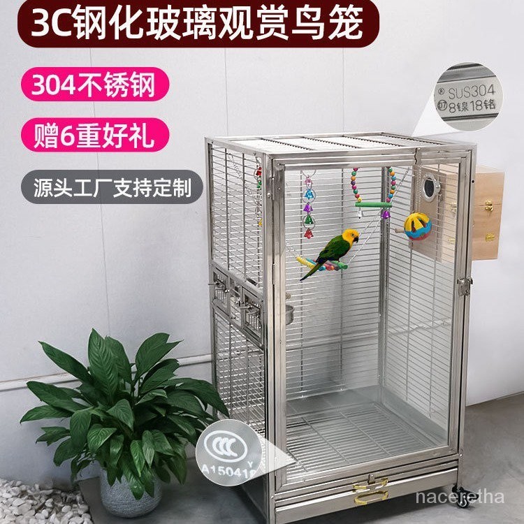 Get 7% coupon+gift】tainless Steel Luxury Villa Bird Cage Transparent ...