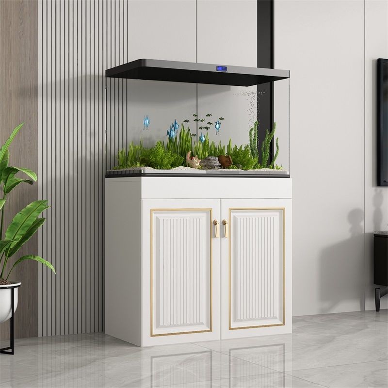 Picture of Large Goldfish Tank Cabinet Aquarium Cabinet-White Living Room Office ...