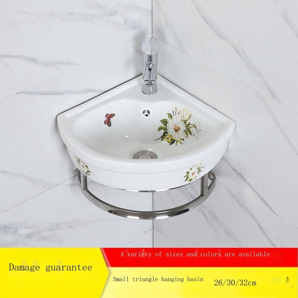 Triangular basin corner bracket washbasin right angle small apartment