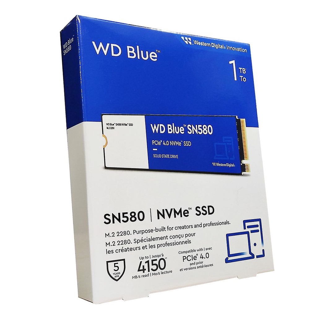 Western Digital 1TB WD Blue SN580 PCIe 4.0 NVMe M.2 SSD (4150MB/s ...
