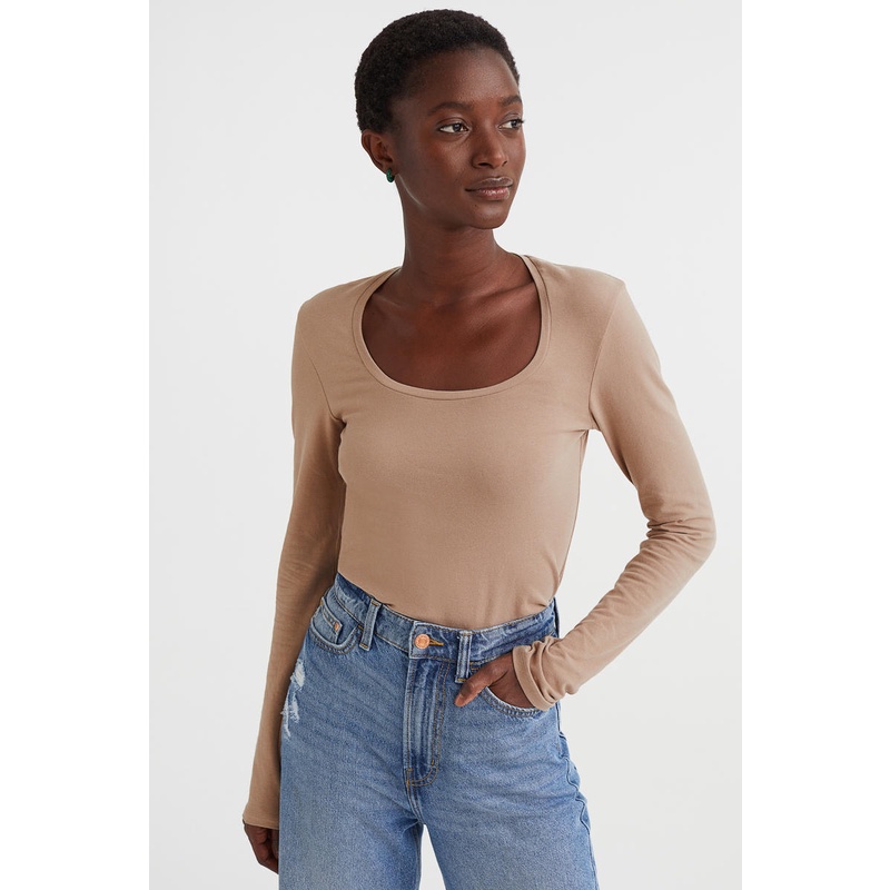 H&m long shop jersey top