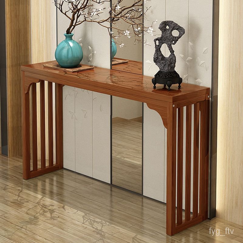 HYD Solid Wood Console Wall Shelf Modern Minimalist Long Narrow Edge Table End View Strip Table