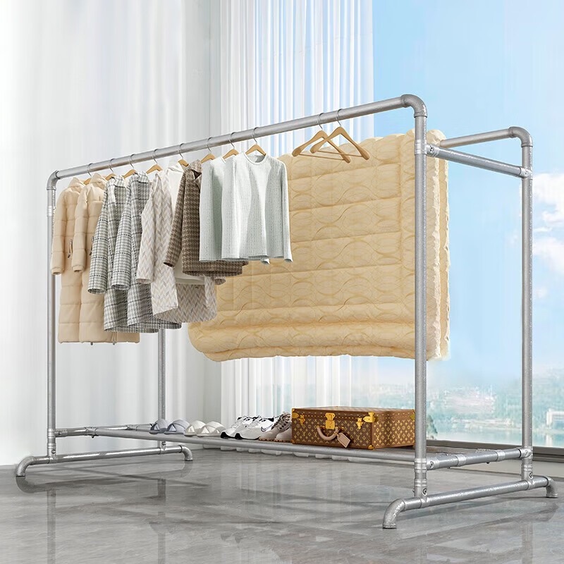 ST🟢Milin Extra Thick Steel Pipe Clothes Hanger Floor Indoor Outdoor