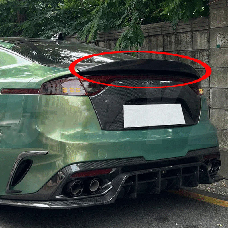Use For KIA K8 Stinger Spoiler Real Glossy Carbon Fiber Rear Wing R Style Sport Accessories Body