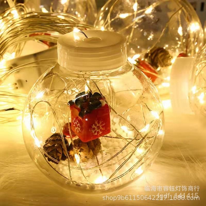 St-⛵ball Lighting Chain Santa Claus Snowman Wish Orbs Ledcopper Wire 