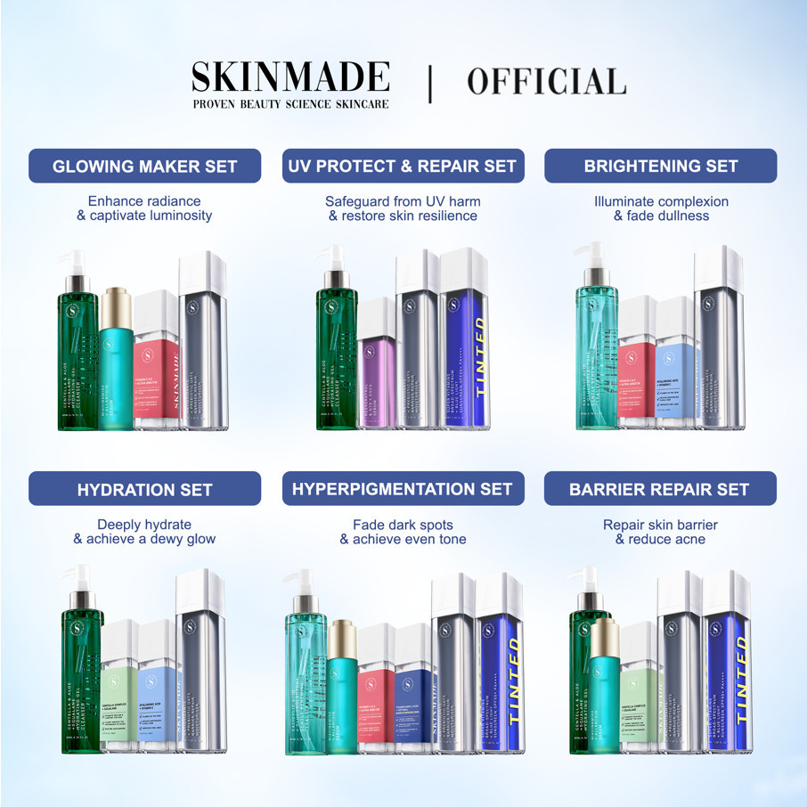 SKINMADE Glowing Maker/UV Protect & Repair/Brightening Set | Shopee ...