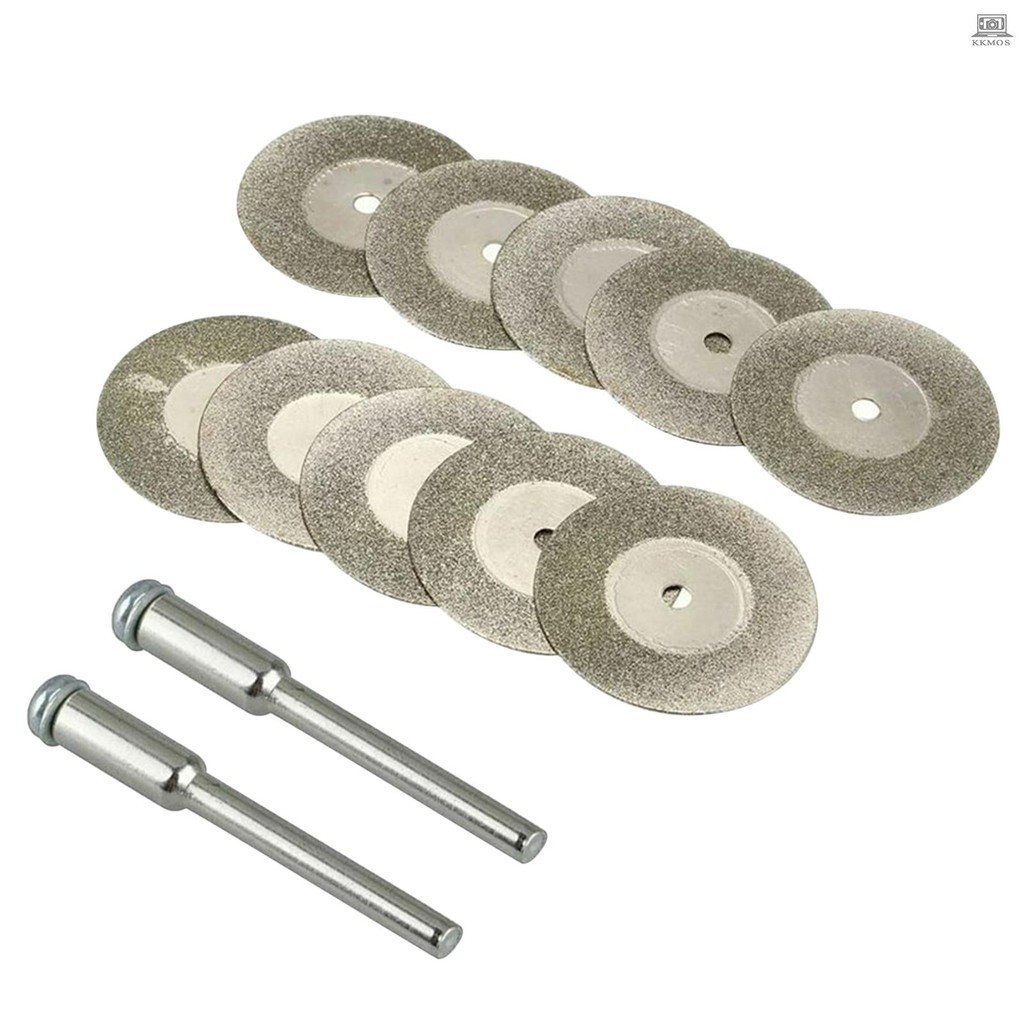 10pcs Diamond Cutting Wheel Sawing Bladings with 2 Connection Shanks ...