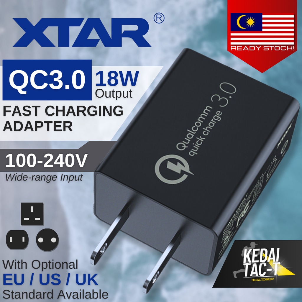 XTAR Fast Charging Adapter - QC 3.0 UK 3pin 18W Wall Adapter - ORIGINAL ...