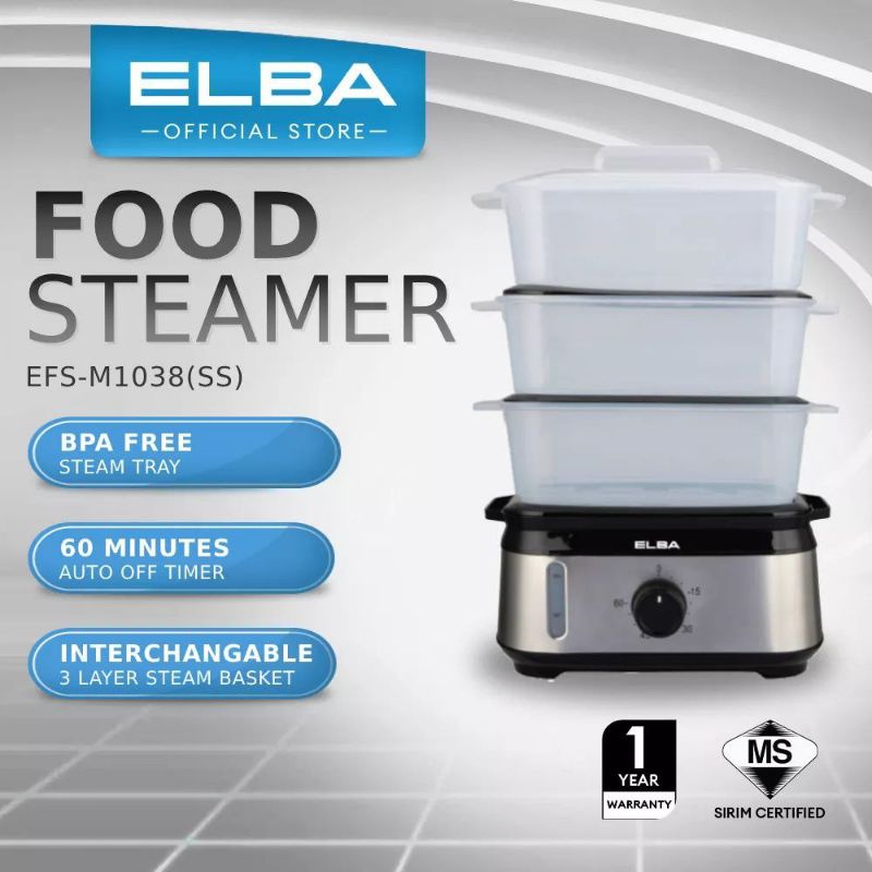 ELBA Food Steamer EFSM1038(SS) 3 Detachable Layers (10L) Shopee Malaysia