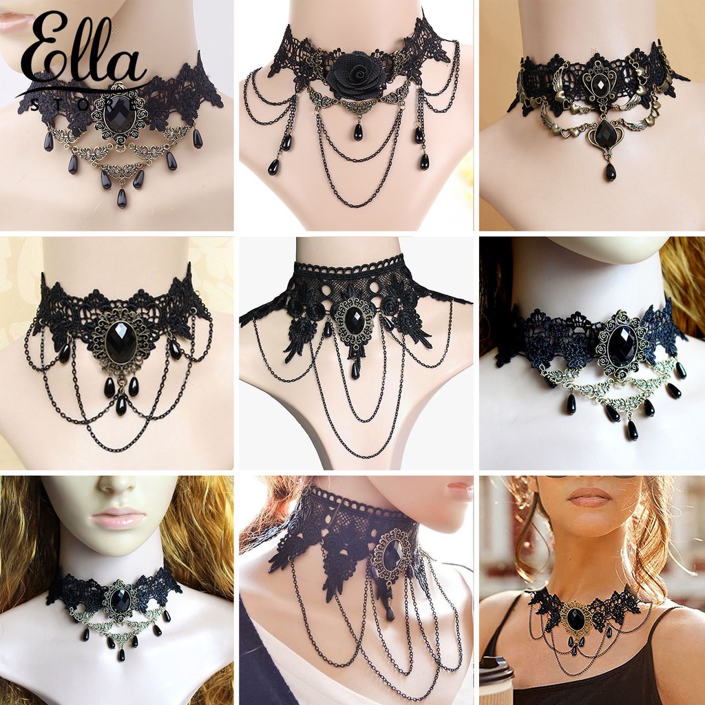 Gothic Chokers Steampunk Black Lace Choker Necklace Gothic Jewe