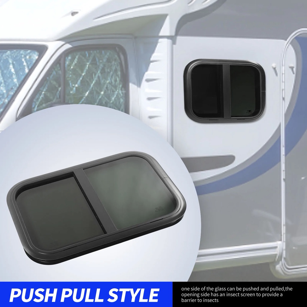 RV Sliding Window 750X430 mm Black Aluminum Alloy Trailer UV Resistant ...