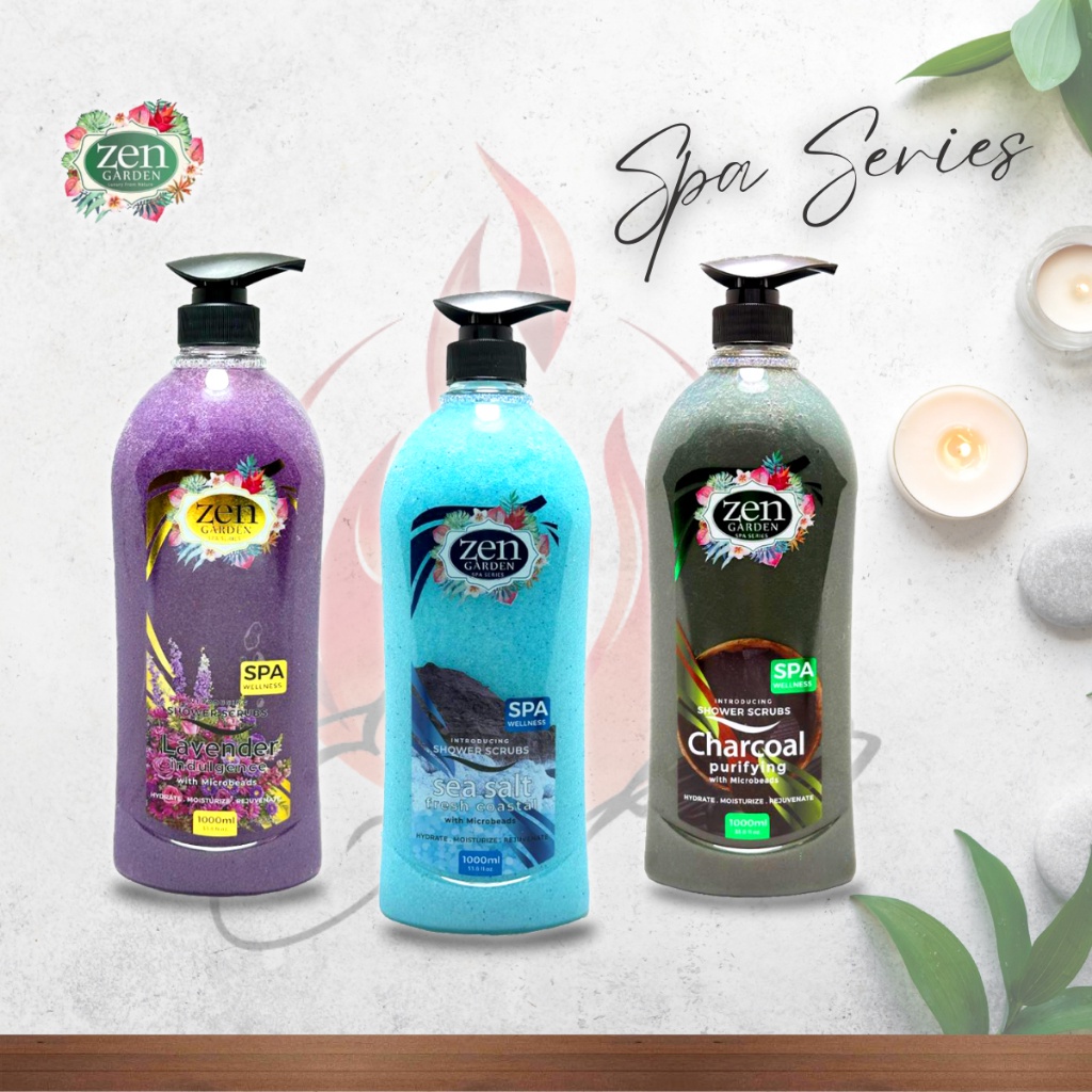 ZEN Garden Spa Series Shower Scrubs Charcoal / Sea Salt / Lavender With ...