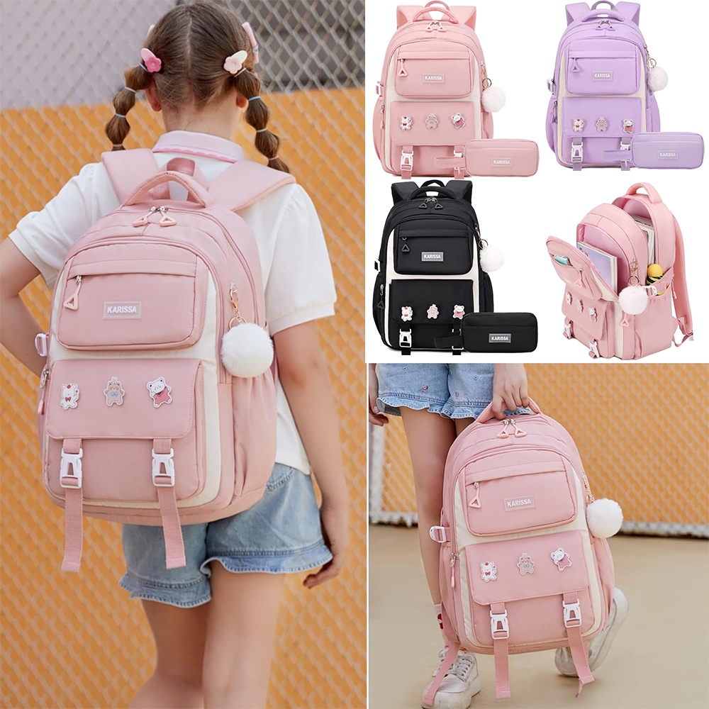 Girls Backpack 15.6 Inch Laptop School Bag Cute Kids Elementary College Backpacks Large Bookbags for Teen Girl Women Students Anti Theft Travel Daypack Backpack for Girls Set with Shopee Malaysia