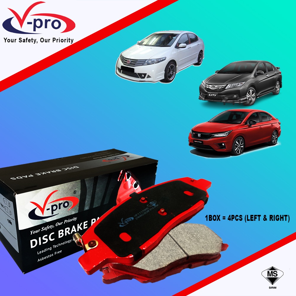 HONDA CITY TMO ,T9A , GN2, CRZ , INSIGHT FRONT BRAKE PAD (VPRO
